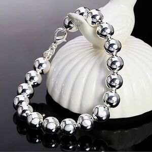 Beaded Ball Sterling Silver Bracelet 10mm